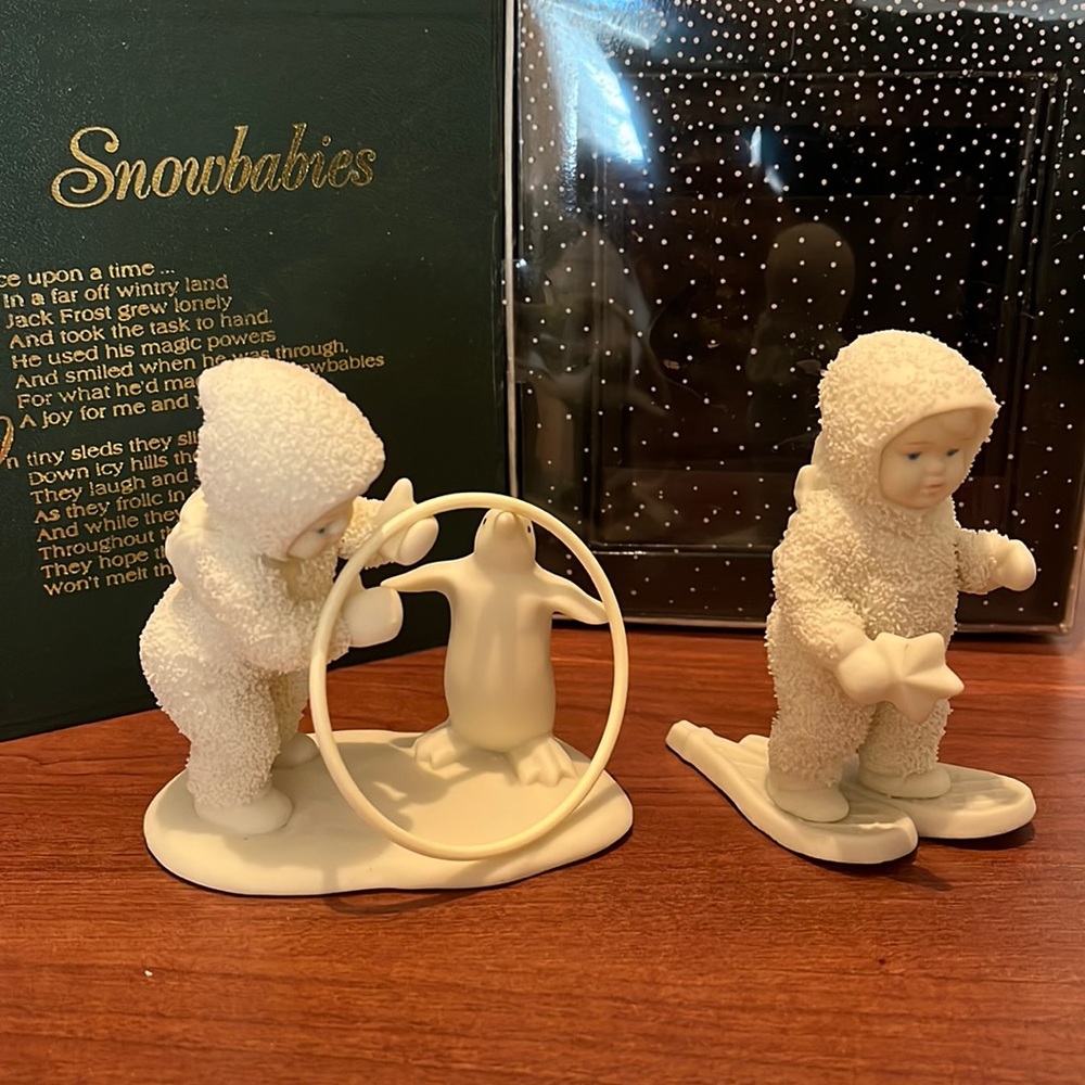 Snowbabies Bisque Porcelain Figurine bundle of 2 from Winter Tales Collection